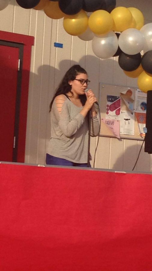Sandra Ceballos showing her talent at the MCHS talent show.