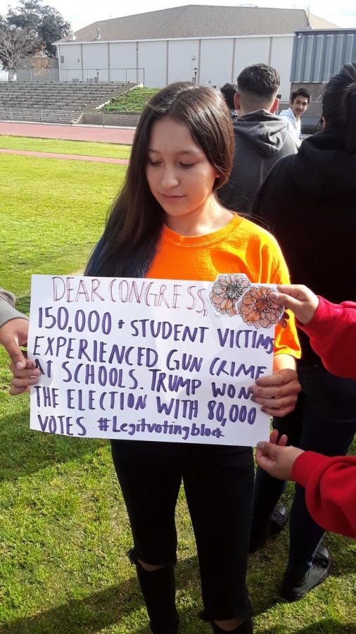 Lupe Vazquez, junior, exercising her right to protest at the rally. 