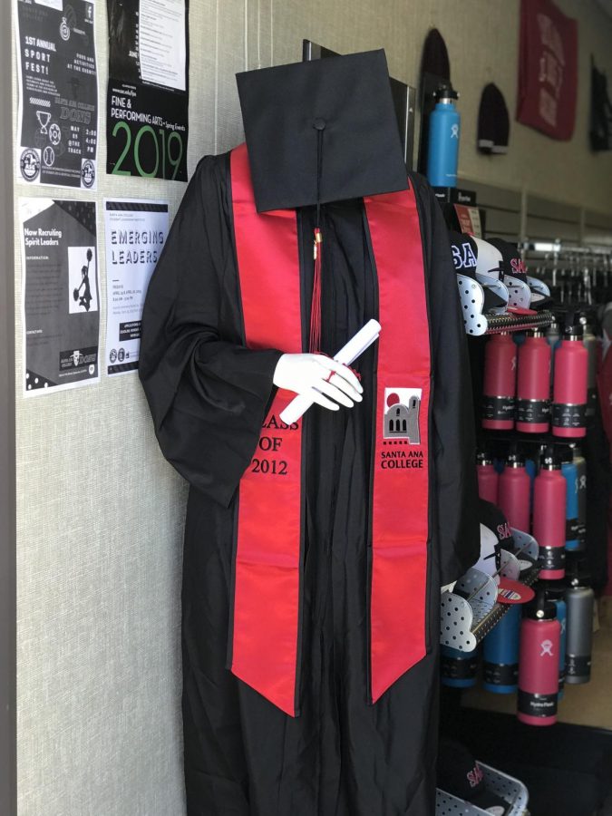 A photograph of the Santa Ana College Cap and Gown  of 2019.