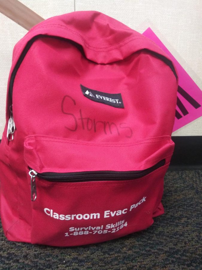 Every class has emergency backpack in case of an earthquake.