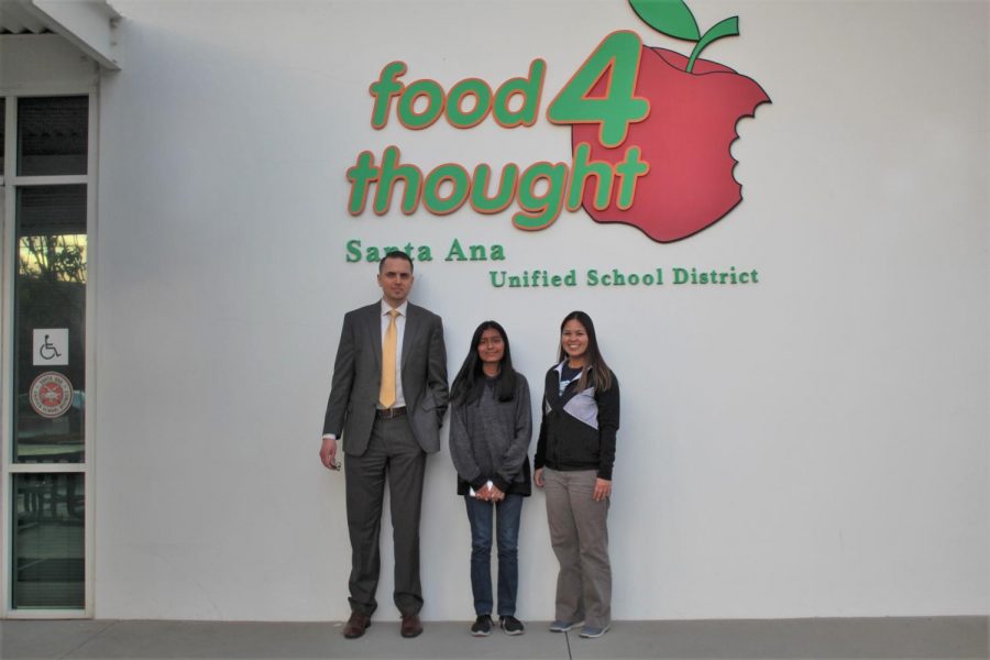 From left to right: Assistant Director of SAUSD Nutrition Services Josh Goddard, News Editor Emily Corona, and Nutrition Specialist Tracy Zoleta discuss students food needs.