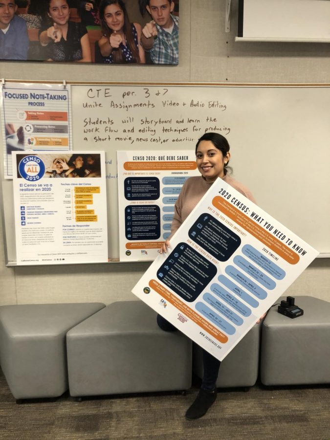Mrs. Quiñonez gets ready to present information about the U.S. 2020 Census to Middle College High school parents.