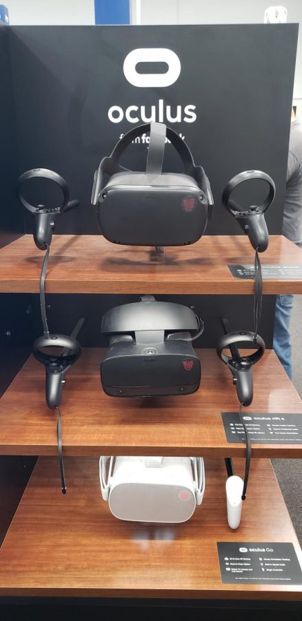 A customer views the virtual reality headsets available at Best Buy.