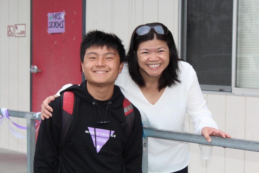 Dylan Mai, pictured here with senior English/AVID teacher Ms. Nguyen, is an expert in balancing schoolwork and managing stress.