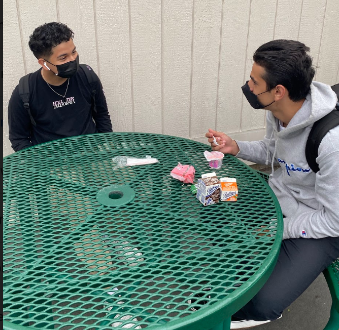 Juniors Juan Alvarado and Ahmad Obeidallah catch up for the first time since freshmen year.