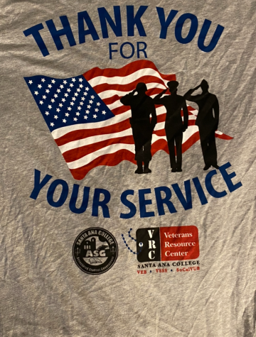 Veterans Day shirt given to students who participate in the last Veterans Day activities at Santa Ana College. 