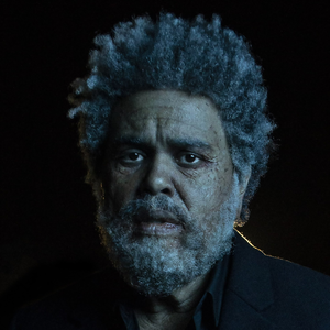 The Dawn FM album cover is The Weeknd turning into an old man with a scared look on his face. 