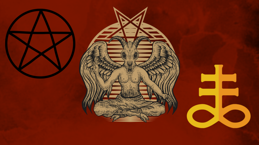 The pentacle on the top left means the four elements, being earth, fire, water, and air, and self/spirit depending on what you believe. But what completes the pentacle is the circle around the star. In the center is Baphomet which is the main symbol for the TST. The last present symbol is the The Leviathan Cross. This represents many things and it all depends on its context, but for right now we are looking at its symbolism in Satanism. The double cross means protection and balance between persons. And the infinity sign means the constant and infinite of the eternal universe.
