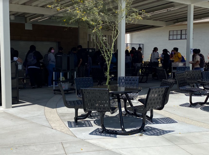 Students get their free nutritious lunch provided by the MCHS cafeteria.