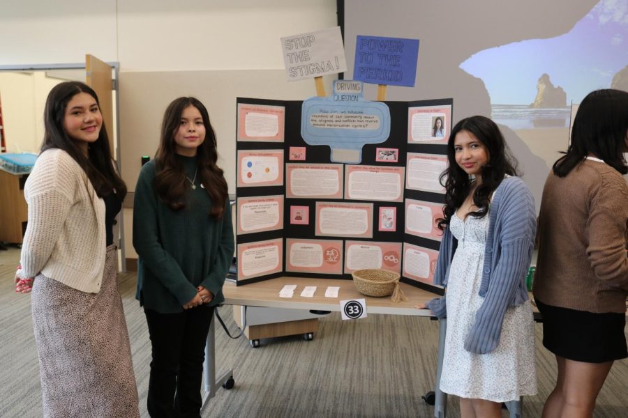 Symposium presentation by sophomores Mya Miranda, Audrey Gurrola, and Jocelyn Avalos talking about the stigmas revolving around the menstrual period. 