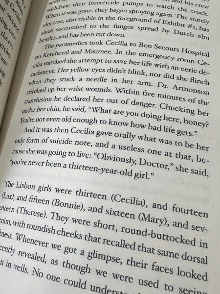 Cecilia, the youngest Lisbon sister, depicts the struggle of being a teenage girl with suicidal tendencies, while lacking understanding from those who surround her: in this case, her doctor.