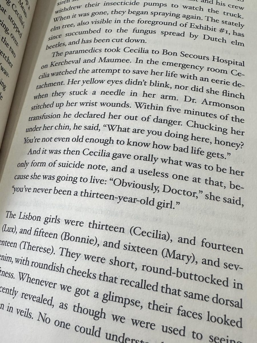 Cecilia, the youngest Lisbon sister, depicts the struggle of being a teenage girl with suicidal tendencies, while lacking understanding from those who surround her: in this case, her doctor.