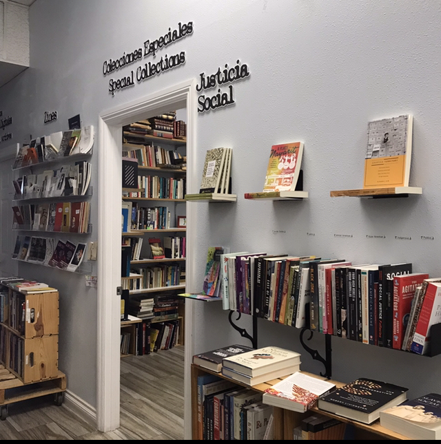 Inside the LibroMobile we get a glimpse of the vast selection of books the store has to offer.
