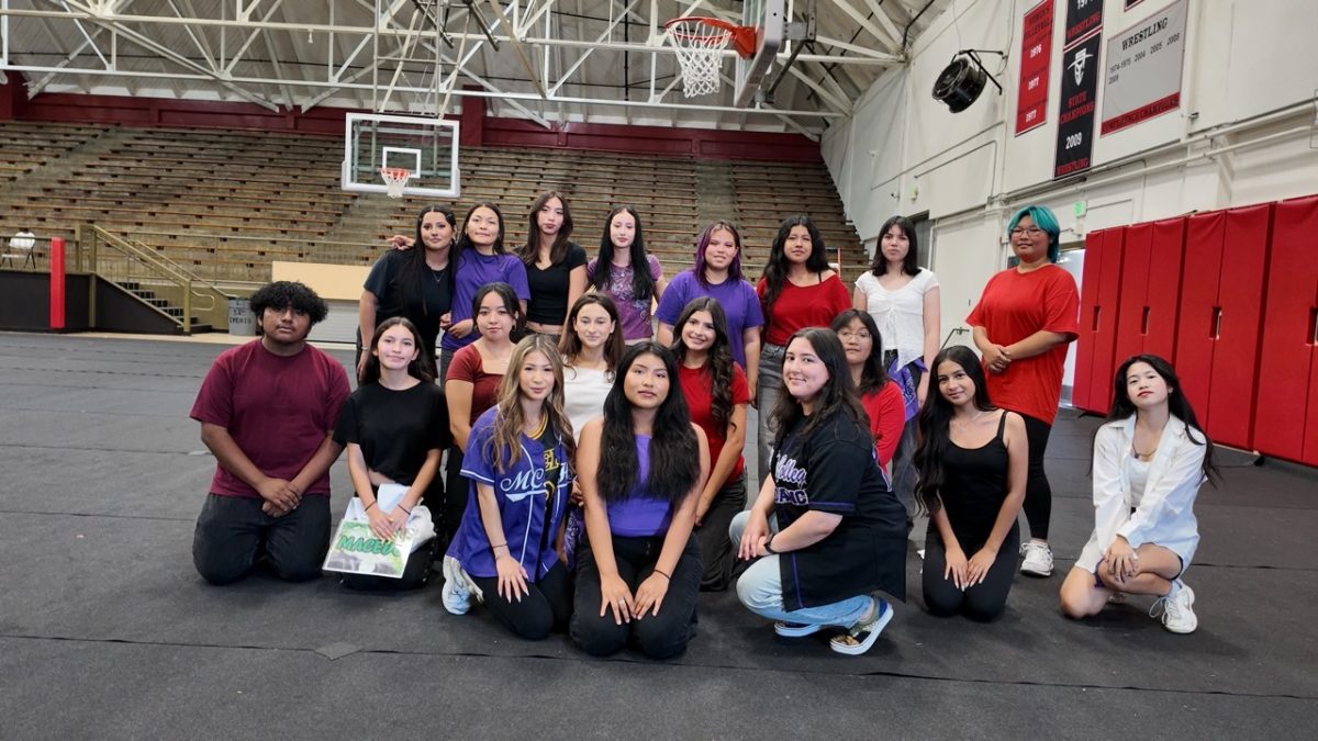 The Middle College High School 2025-2026 Dance Team gets ready to perform for the first assembly to welcome students back to school.