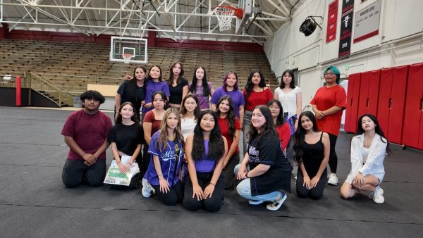 The Middle College High School 2025-2026 Dance Team gets ready to perform for the first assembly to welcome students back to school.