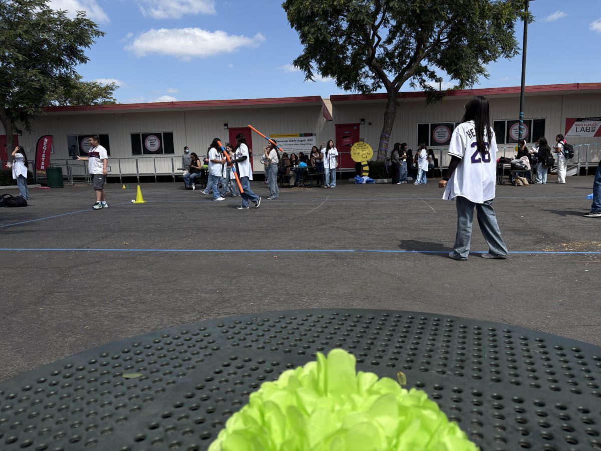 Students participating by playing a game arranged by ASB during the freshmen social on Sept. 12.