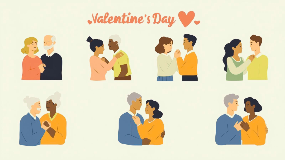 Couples of all ages share love to each other in different ways on Valentine's day, highlighting that love comes in many forms.