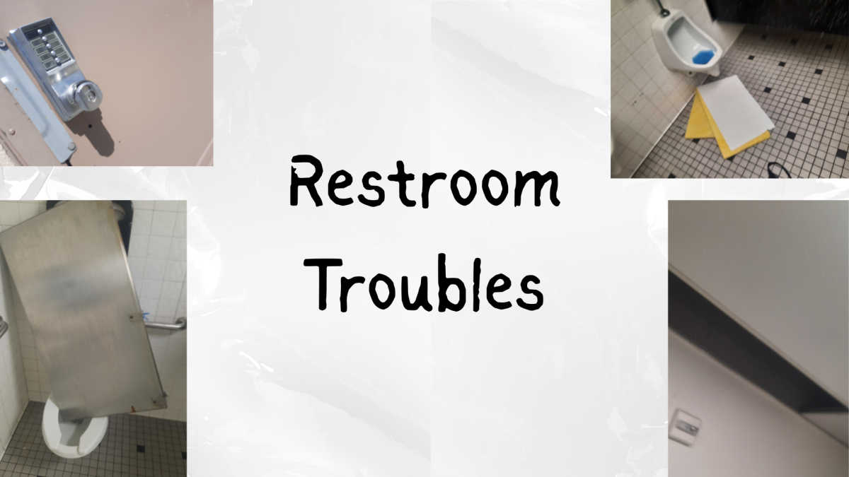 The Middle College High School restroom in shambles. Issues like these affect many students trying to use it. 